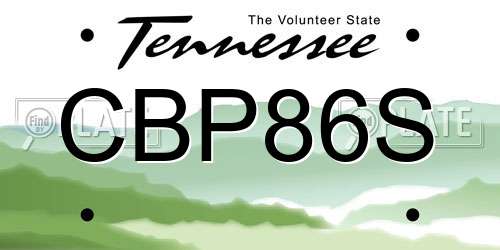 CBP86S Tennessee License Plate