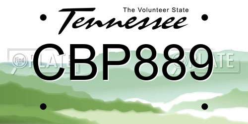 CBP889 Tennessee License Plate