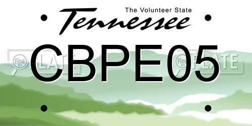CBPE05 Tennessee License Plate