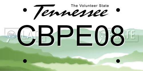 CBPE08 Tennessee License Plate