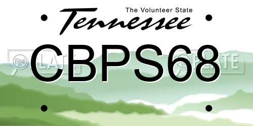 CBPS68 Tennessee License Plate