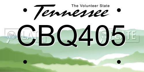 CBQ405 Tennessee License Plate