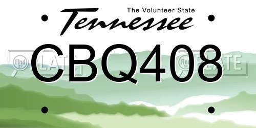 CBQ408 Tennessee License Plate