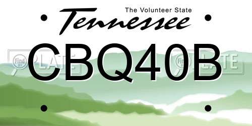 CBQ40B Tennessee License Plate