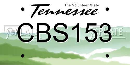 CBS153 Tennessee License Plate