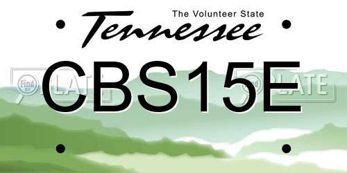 CBS15E Tennessee License Plate