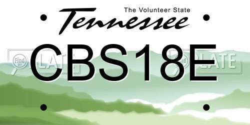 CBS18E Tennessee License Plate