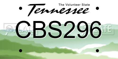 CBS296 Tennessee License Plate