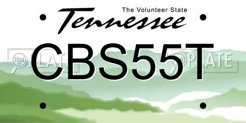CBS55T Tennessee License Plate