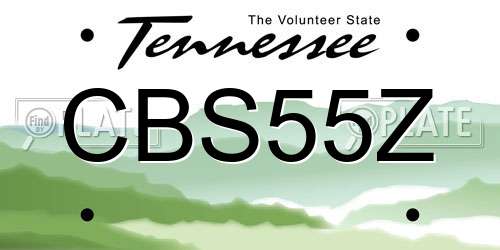 CBS55Z Tennessee License Plate