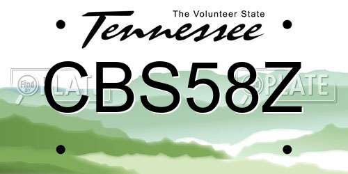 CBS58Z Tennessee License Plate