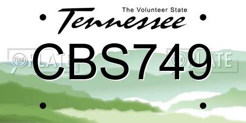 CBS749 Tennessee License Plate
