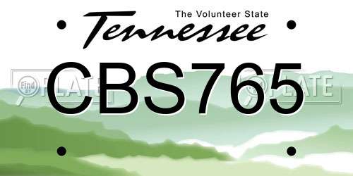 CBS765 Tennessee License Plate