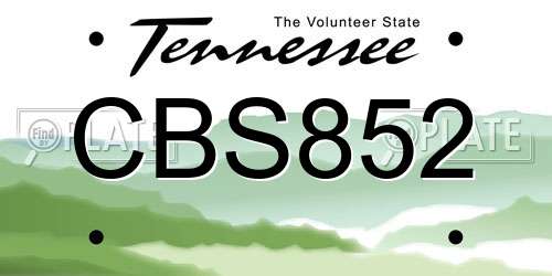 CBS852 Tennessee License Plate
