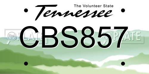 CBS857 Tennessee License Plate
