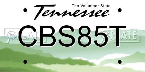 CBS85T Tennessee License Plate