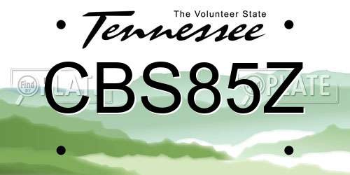 CBS85Z Tennessee License Plate