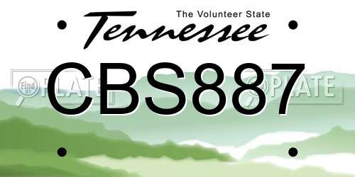 CBS887 Tennessee License Plate