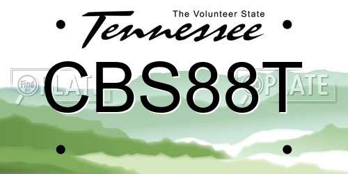 CBS88T Tennessee License Plate
