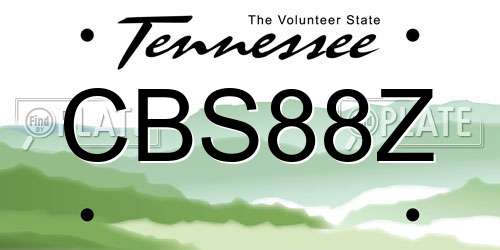 CBS88Z Tennessee License Plate