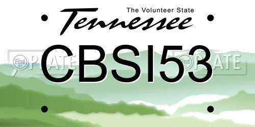 CBSI53 Tennessee License Plate