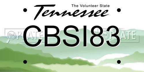 CBSI83 Tennessee License Plate