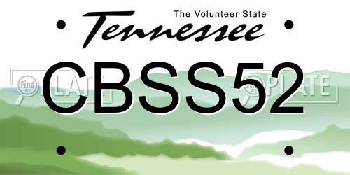 CBSS52 Tennessee License Plate