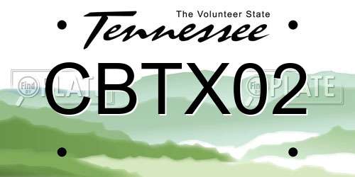 CBTX02 Tennessee License Plate