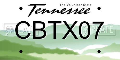 CBTX07 Tennessee License Plate