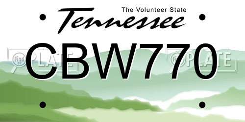 CBW770 Tennessee License Plate