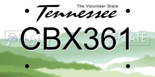 CBX361 Tennessee License Plate