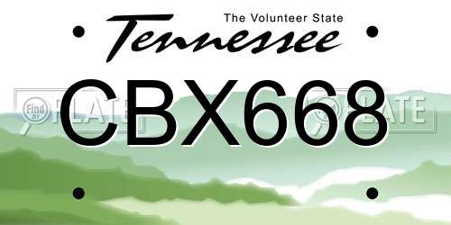 CBX668 Tennessee License Plate