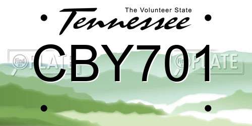 CBY701 Tennessee License Plate
