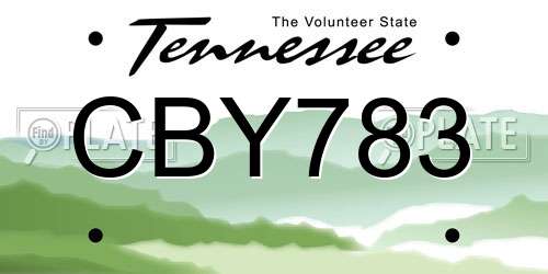 CBY783 Tennessee License Plate
