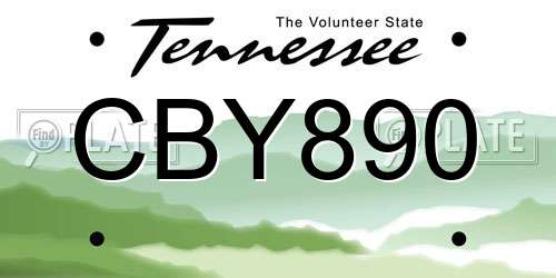 CBY890 Tennessee License Plate
