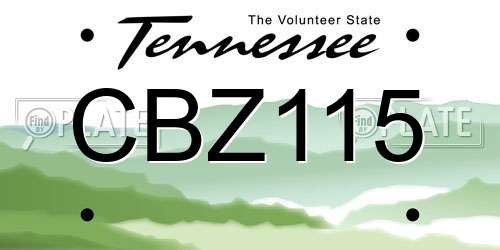 CBZ115 Tennessee License Plate