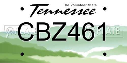 CBZ461 Tennessee License Plate