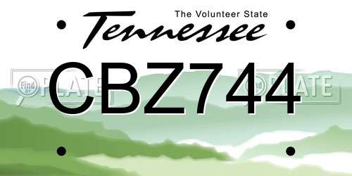 CBZ744 Tennessee License Plate