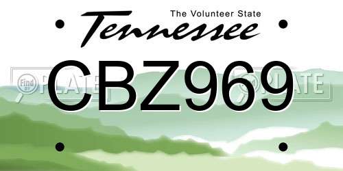 CBZ969 Tennessee License Plate