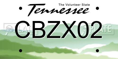 CBZX02 Tennessee License Plate