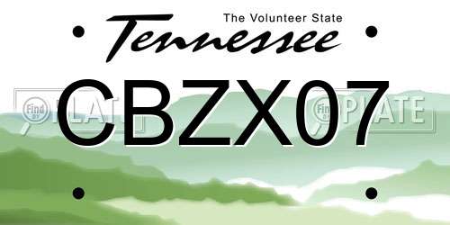 CBZX07 Tennessee License Plate