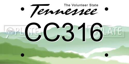 CC316 Tennessee License Plate