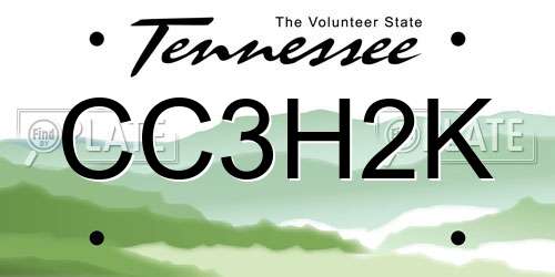 CC3H2K Tennessee License Plate