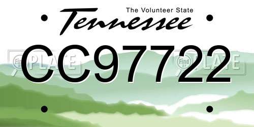 CC97722 Tennessee License Plate