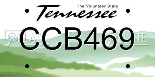 CCB469 Tennessee License Plate