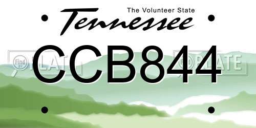 CCB844 Tennessee License Plate