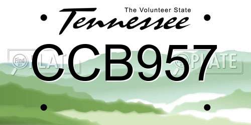 CCB957 Tennessee License Plate