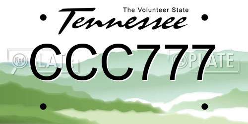 CCC777 Tennessee License Plate