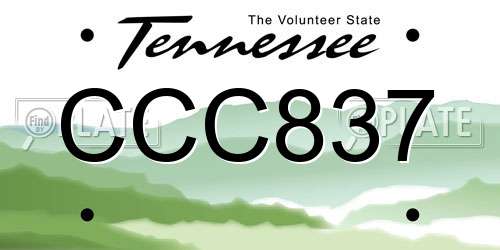 CCC837 Tennessee License Plate