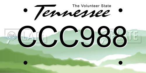 CCC988 Tennessee License Plate